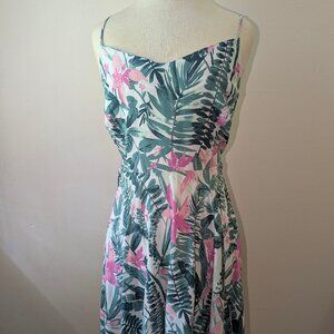 Old Navy Women's XL Cami Dress Pink Green Tropical Fit & Flare